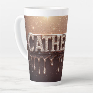 Caneca De Café Latte Catherine Nome em Ouro Derramado