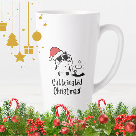Caneca De Café Latte Catteinated Christmas Coffee and Cat Lover Holiday