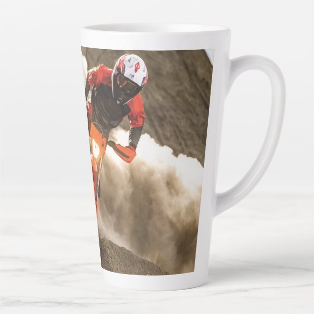 Caneca De Café Latte Cavaleiro Motocross (Direita)