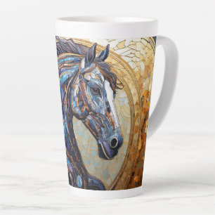 Caneca De Café Latte Cavalo de Mosaico
