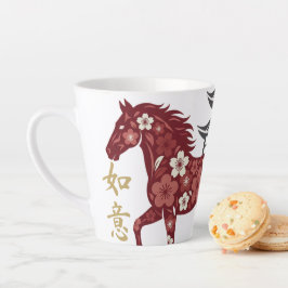 Caneca De Café Latte Cavalo Florido Motivo Lunar – Ano Novo Personaliza