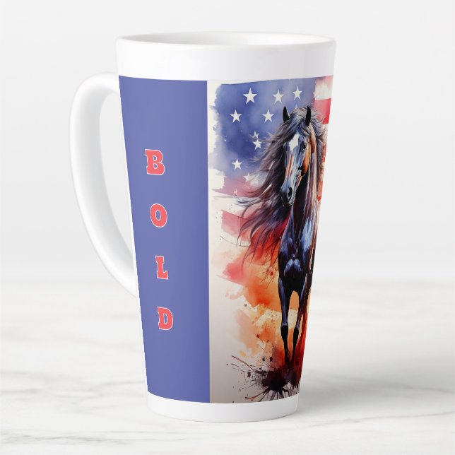 Caneca De Café Latte Cavalo Frio, Livre, Patriótico (Ângulo esquerdo)