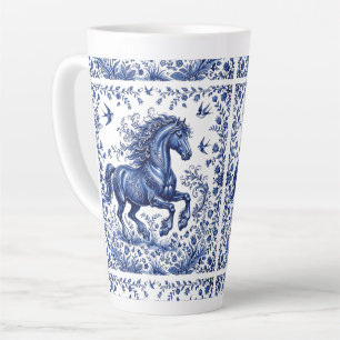 Caneca De Café Latte Cavalo Frísio em Prado no Estilo Delftware de Delf
