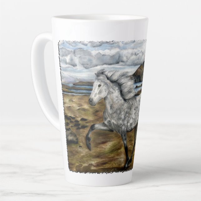 Caneca De Café Latte Cavalo islandês Carismático Gaitado (Ângulo esquerdo)