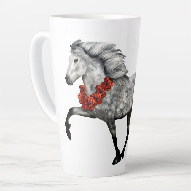 Caneca De Café Latte Cavalo Islandês Natal (Ângulo esquerdo)