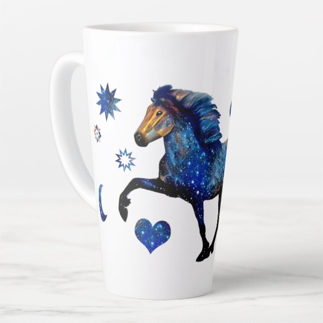 Caneca De Café Latte Cavalo Islandês Noite Estrelada (Ângulo esquerdo)