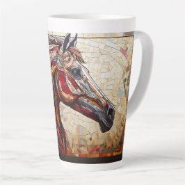 Caneca De Café Latte Cavalo Marrom Mosaico