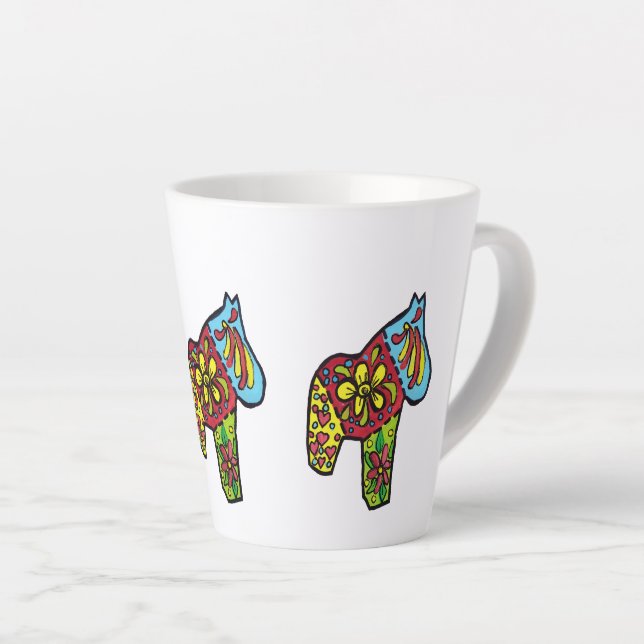 Caneca De Café Latte Cavalos de Dala de Quilter, por Julia, (Ângulo direito)