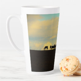 Caneca De Café Latte Cavalos na colina