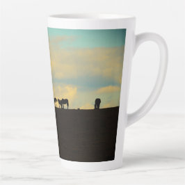 Caneca De Café Latte Cavalos na colina