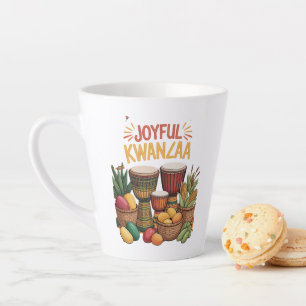 Caneca De Café Latte Celebração Alegre do Kwanzaa