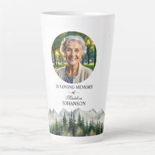 Caneca De Café Latte Celebração da Vida Montanhas e Árvores Lembrança