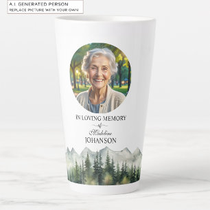 Caneca De Café Latte Celebração da Vida Montanhas e Árvores Lembrança