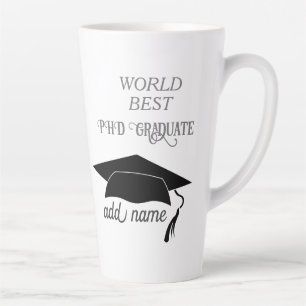 Caneca De Café Latte Celebração de Formatura de Doutorado PHD Parabéns
