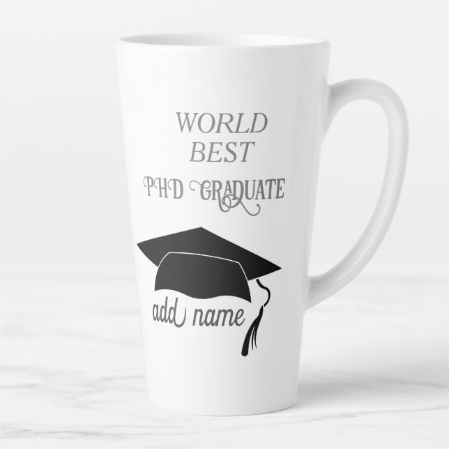 Caneca De Café Latte Celebração de Formatura de Doutorado PHD Parabéns (Direita)
