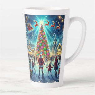Caneca De Café Latte Celebração de Ice na Maravilha de Natal