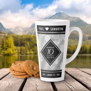 Caneca De Café Latte Celebração do Aniversário de Casamento de 10 Tin