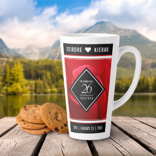 Caneca De Café Latte Celebração do Aniversário de Casamento do Rosa Ele