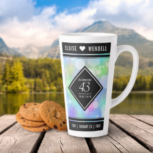 Caneca De Café Latte Celebração do Aniversário de Casamento Opal Elegan