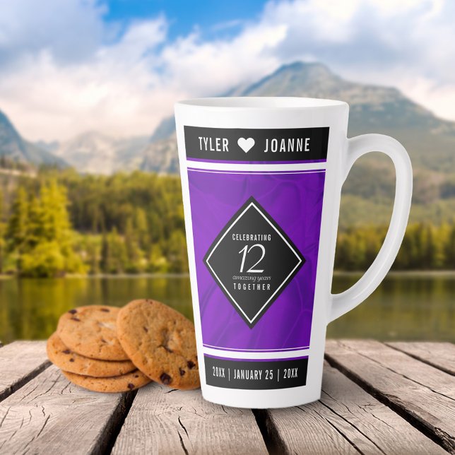 Caneca De Café Latte Celebração do Aniversário do Casamento da Seda da  (Criador carregado)