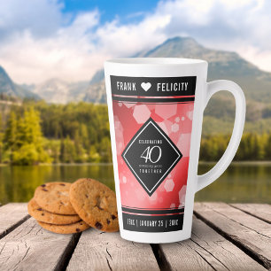 Caneca De Café Latte Celebração do Aniversário do Casamento Ruby, 40º E