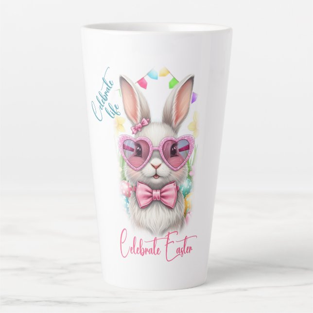 Caneca De Café Latte Celebre a vida Celebre a Páscoa (Frente)