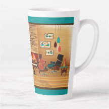 Cena da sala de estar moderna do meio século