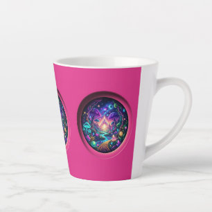 Caneca De Café Latte Cena de Fantasia Portal Neon Psicodélico Envolvent