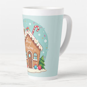 Caneca De Café Latte Cena de Natal da Casa de Biscoito de Gengibre Capr