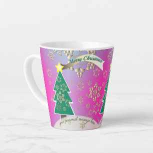 Caneca De Café Latte Cena de Natal de Bronze em Púrpura Neve