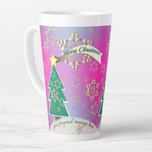 Caneca De Café Latte Cena de Natal Púrpura Maior Snowy Cena de Natal La