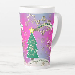 Caneca De Café Latte Cena de Natal Púrpura Maior Snowy Cena de Natal La