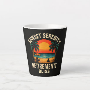 Caneca De Café Latte Cena de Praia de Retiro Serenidade do Pôr do Sol T