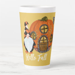 Caneca De Café Latte Cena de Queda do Gnomo & Pumpkin House