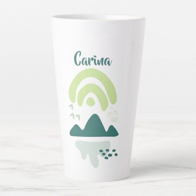 Caneca De Café Latte Cena do Lago abstrato Mountain Personalizada (Frente)