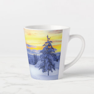 Caneca De Café Latte Cenário de inverno