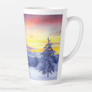 Caneca De Café Latte Cenário de inverno