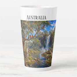 Caneca De Café Latte Cerâmica Panorâmica da Vida Selvagem e Cachoeira d
