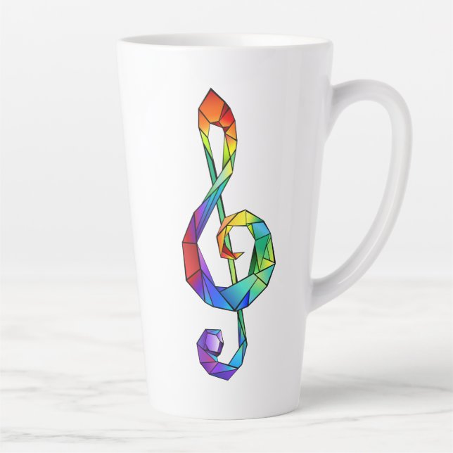 Caneca De Café Latte Cérebro de chave musical arco-íris (Direita)