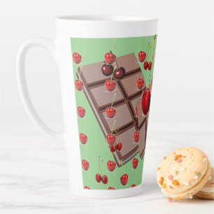 Caneca De Café Latte Cerejas Apaixonadas por Café com Leite