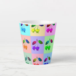 Caneca De Café Latte Cerejas coloridas - Pop Art