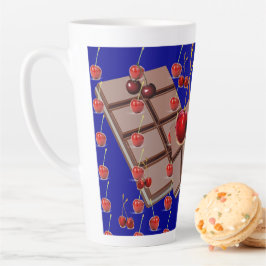 Caneca De Café Latte Cerejas de Chocolate