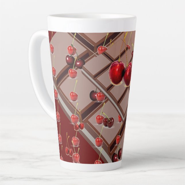 Caneca De Café Latte Cerejas de chocolate vermelho (Ângulo esquerdo)