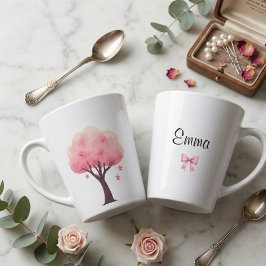 Caneca De Café Latte cerejeira flor delicadeza postura olhar graça cost