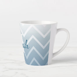 Caneca De Café Latte Céu Azul Chevron Branco