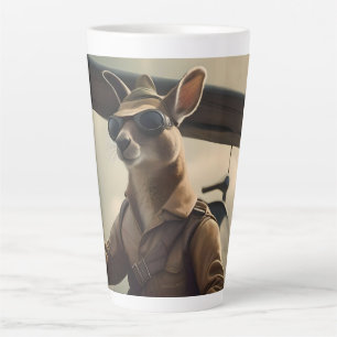 Caneca De Café Latte "Céus Vintage: O Piloto de Canguru no Avião Velho