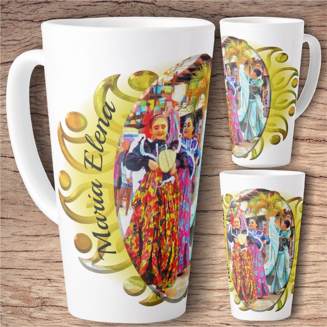 Caneca De Café Latte Ceviche (Dancers) no Festival Mexicano 2549 (Criador carregado)