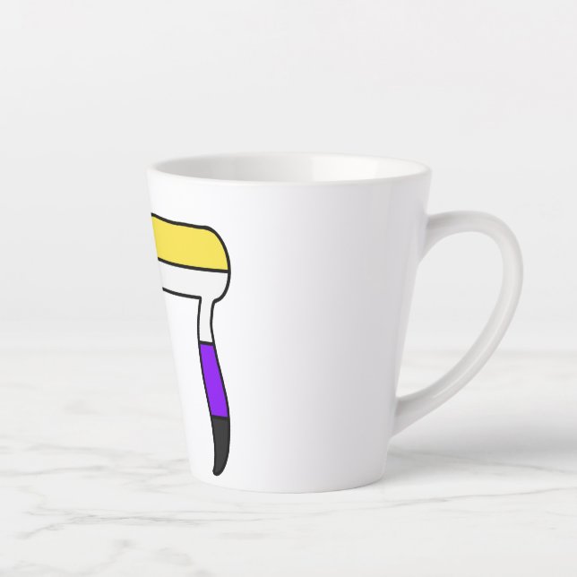 Caneca De Café Latte Chá da Bandeira do Orgulho Não Binário (Direita)