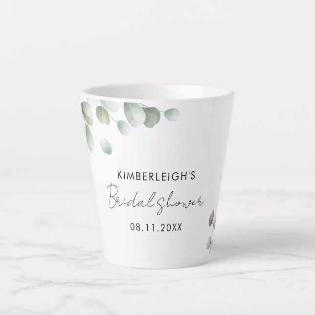 Caneca De Café Latte Chá de Bebê de Eucalipto Personalizado (Frente)