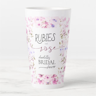 Caneca De Café Latte Chá de Bebê Personalizado com Aquarela Rosa Rubi